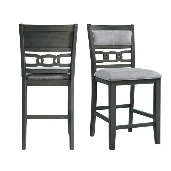 Grey counter height dining set detail view