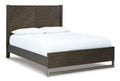 Grayish brown queen panel bed with USB charging headboard