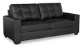 Dark minimalist modern sofa with contrast stitching front view