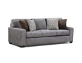 Taupe polyester sofa with reversible cushions and coordinating pillows