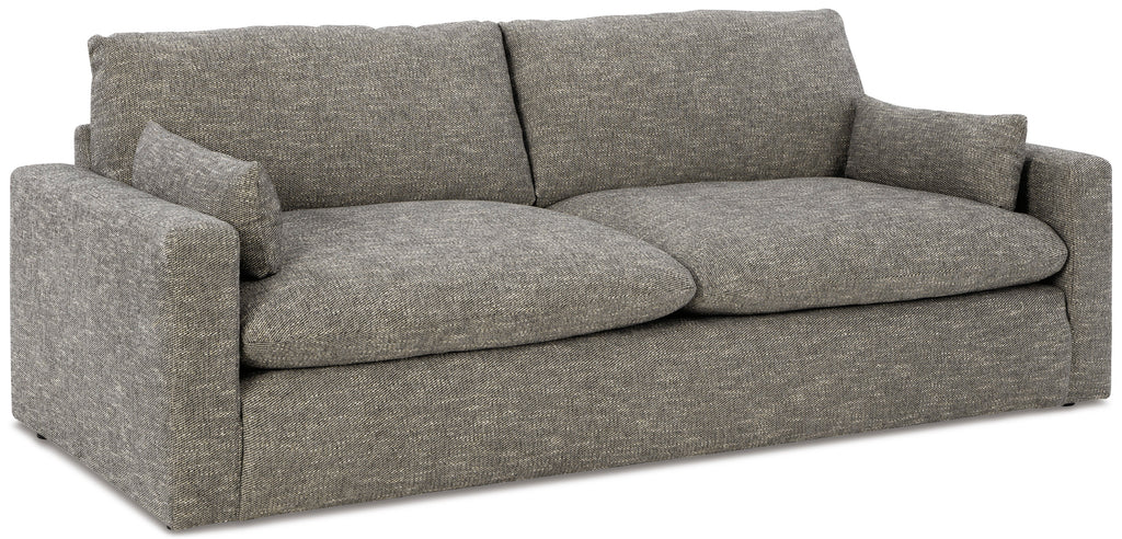 Granite plush sofa with feather-fiber cushions