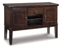 Dark brown farmhouse shaker-style dining server with cabinet doors