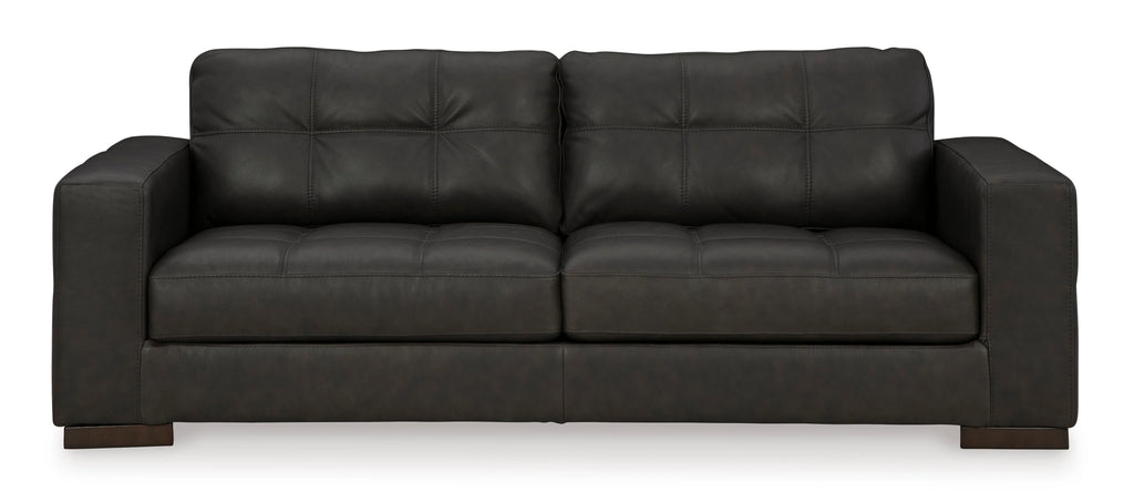 Tufted leather and faux leather contemporary sofa front view