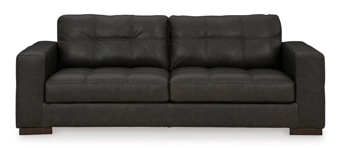 Tufted leather and faux leather contemporary sofa front view